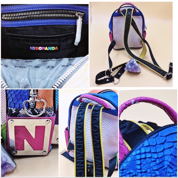 Nicopanda Mini Me Snakeskin Colorblock backpack - Picture 4 of 4
